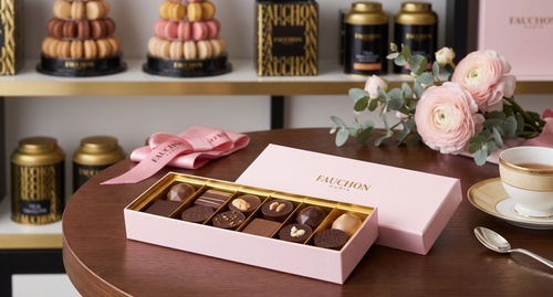 F4 - Ecrin Fauchon de 12 chocolats, Ganache et Praliné - 80 G
